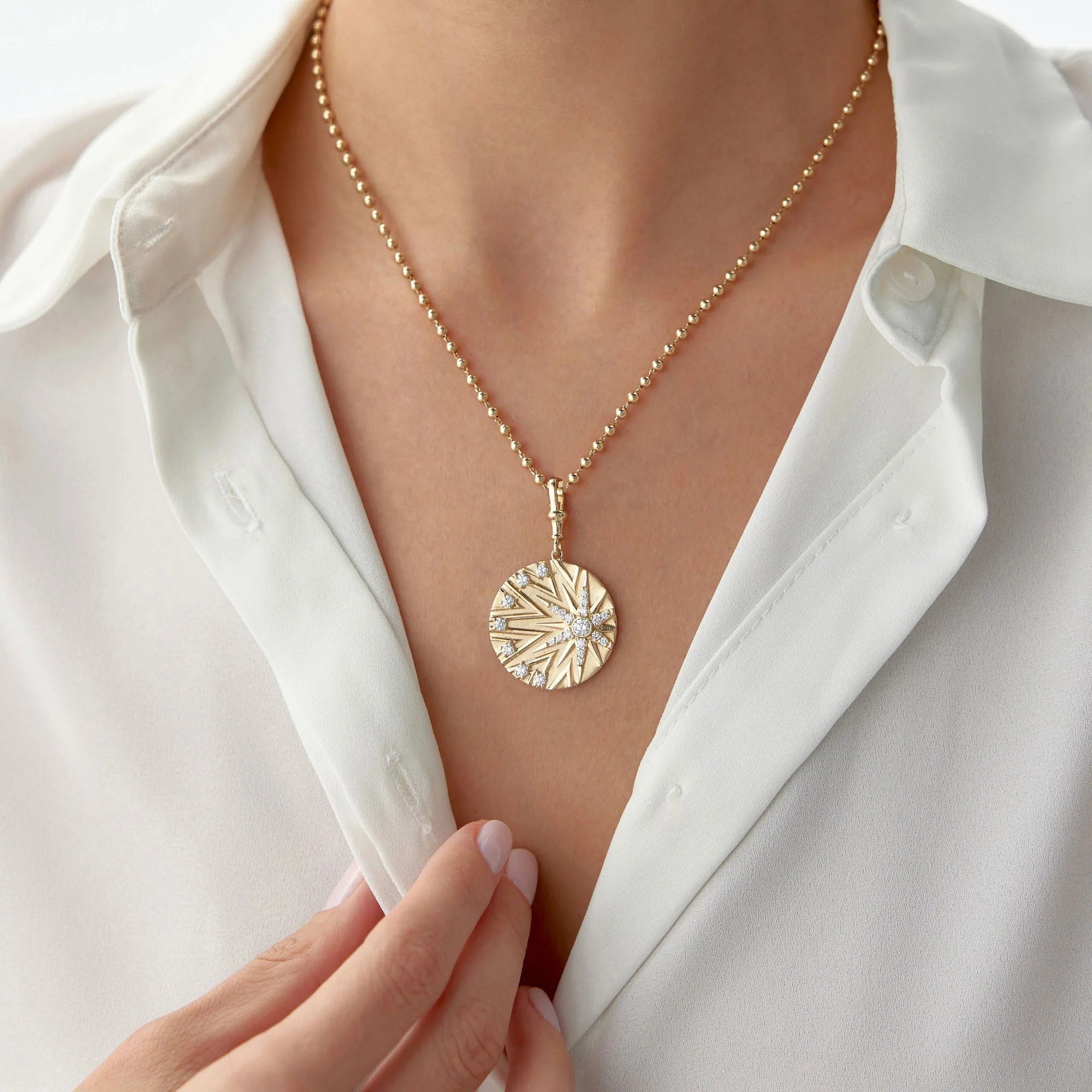 Wholesale Stainless Steel Sun and Moon Eyes Colorful Diamond Mushroom Necklace