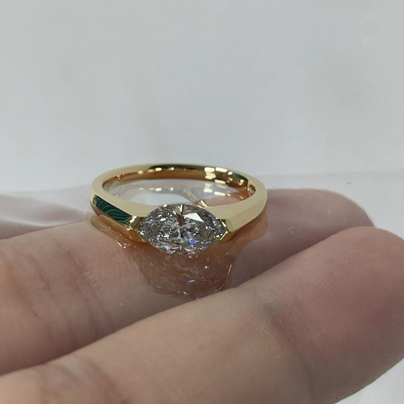 Wholesale Stylish Copper Ring with Rhombus Zircon,  Retro Design,  Fashion Jewelry Accessory for Women,  Boutique Resale