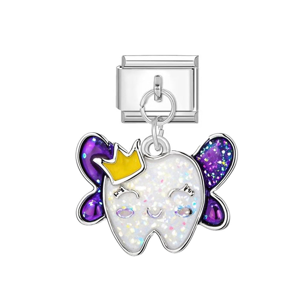 Wholesale Italian Charm Bracelet 9mm DIY Cute Pony Pendant  Creative Stainless Steel Composable Bracelet