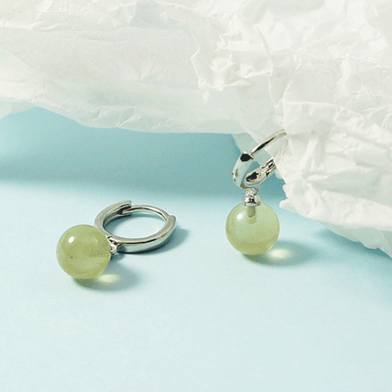 Wholesale Simple Green Jade Earrings