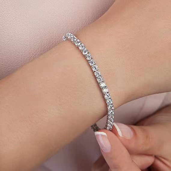 Wholesale Boutique Resale Titanium Steel Tennis Bracelet Zircon Full Diamond Hip Hop Fashion Accessory