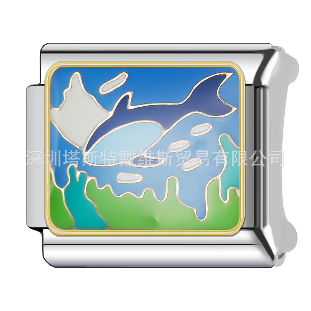 Wholesale 9mm Italian Charm Starter Bracelets DIY square Single Section Creative Stainless Steel Composable Bracelet