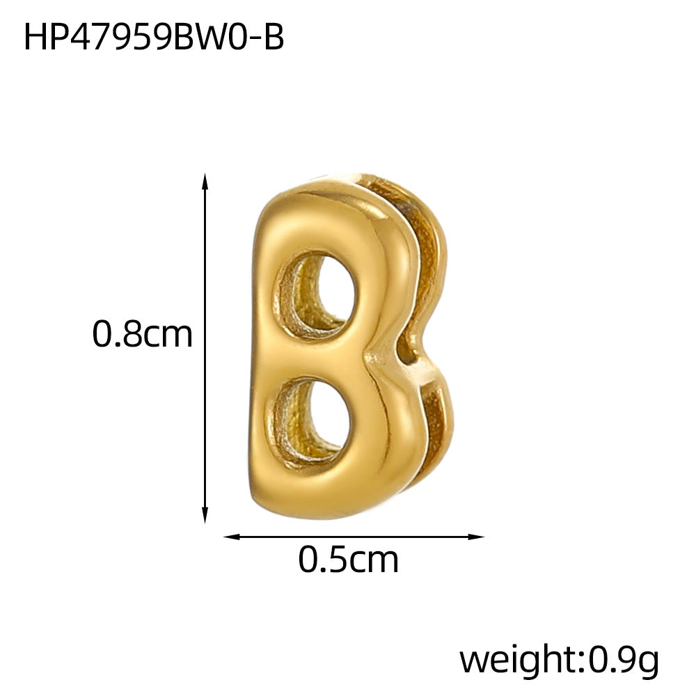 Wholesale Hollow small letters stainless steel plated 18K gold mini pendant