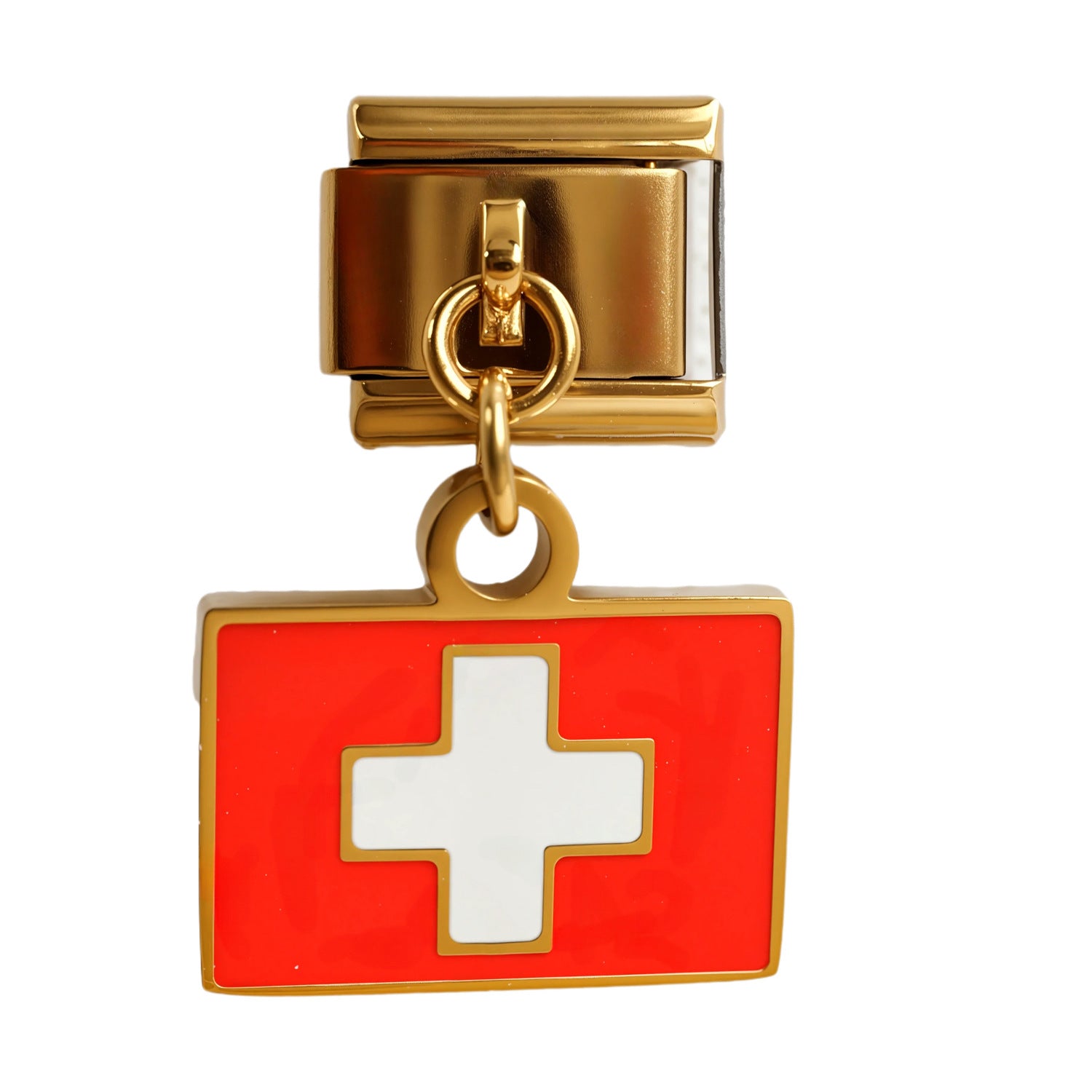 Wholesale 5PCS Italian Charm Bracelet Gold Flag Pendant Stylish Stainless Steel Jewelry Accessory