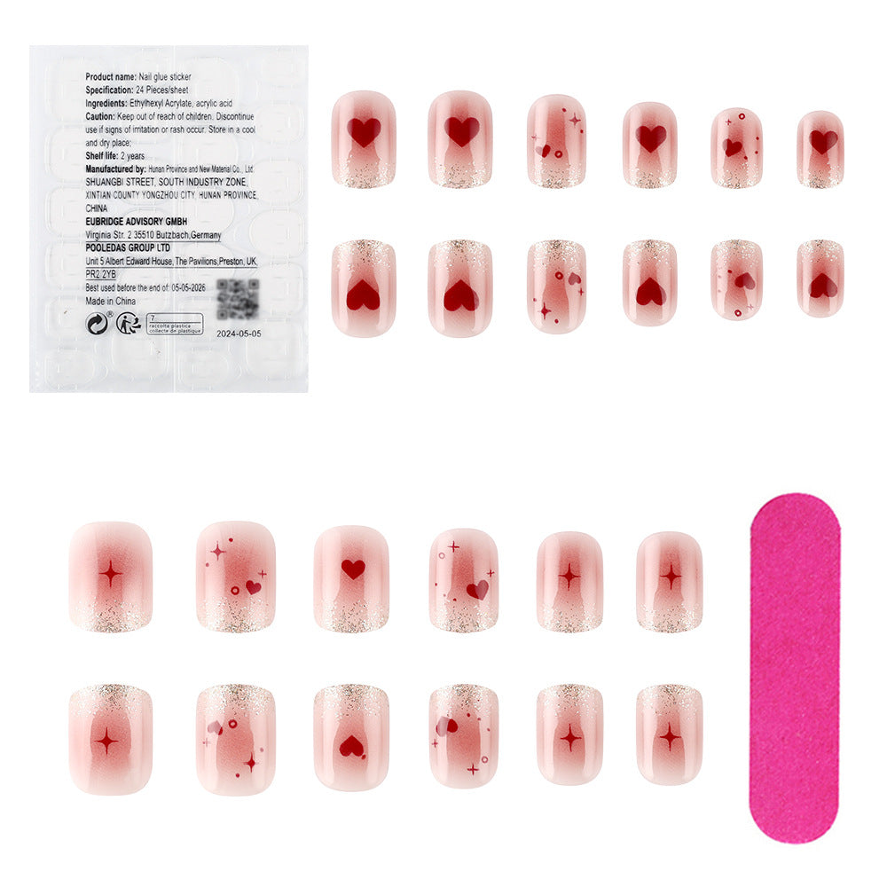 Wholesale 24 Pieces/box Valentine's Day Pink Love Nails Kits Nail Stickers ACC-NS-MiKe021