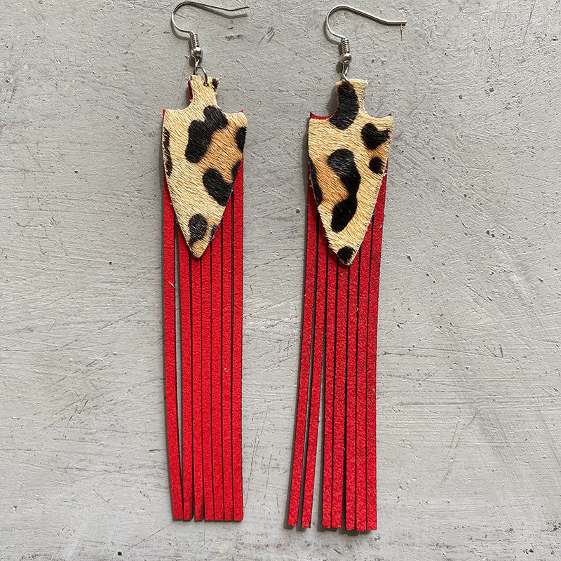 Wholesale 3PCS set of leather Western cowboy leopard print earrings