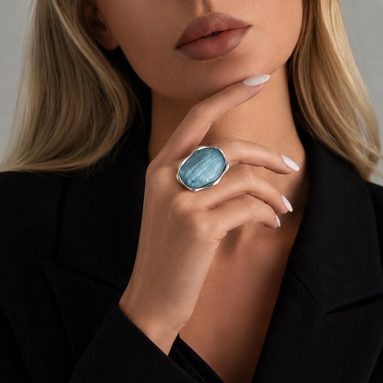 Wholesale Resin Geometric Ring With Water Ripple Cat Eye Finish Women S Fashion Jewelry Accessory