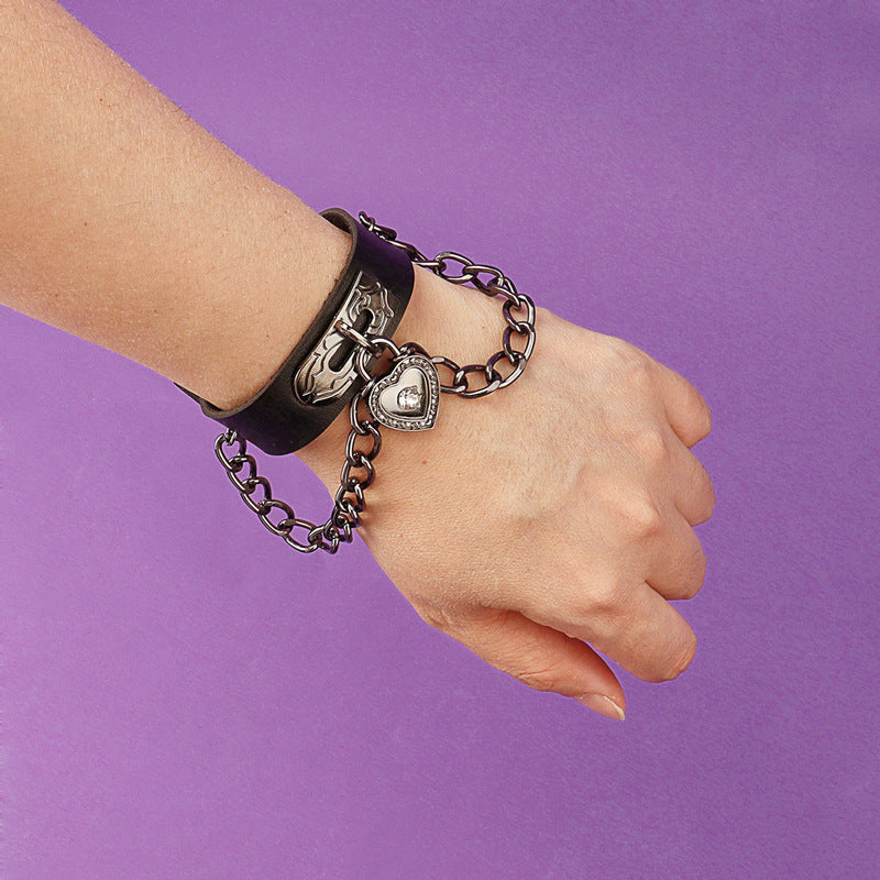 Wholesale Punk Heart Lock Leather Bracelet