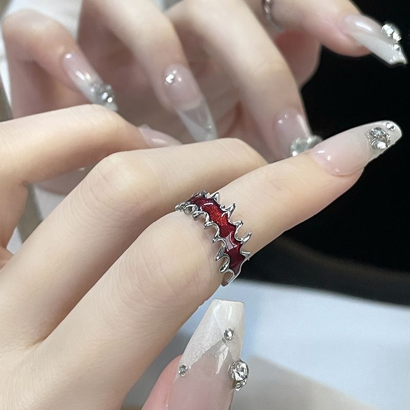 Wholesale Women S Open Ring Red Flame Irregular Geometric French Style Fashion Jewelry Gift For Everyday Wear