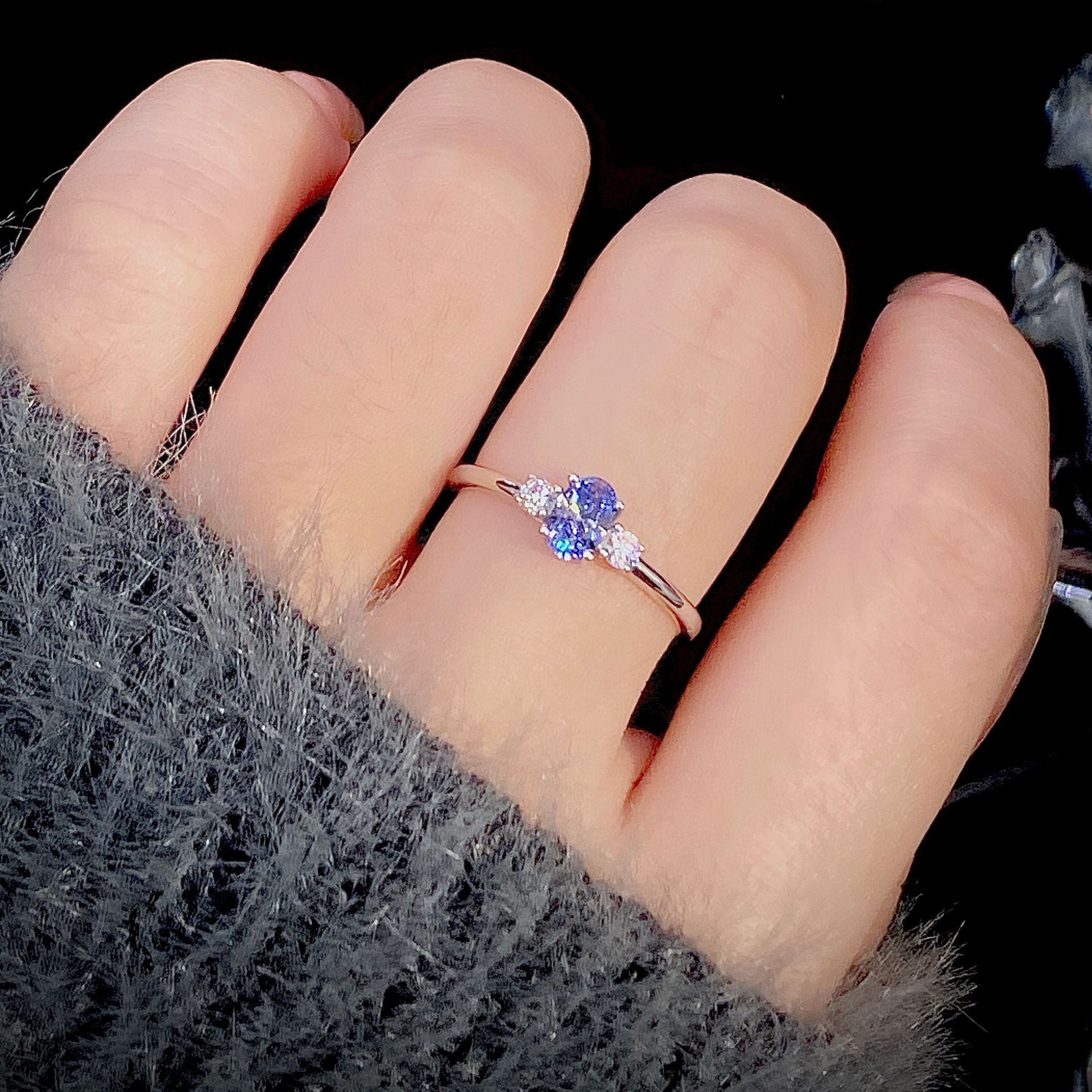 Wholesale S925 Sterling Silver Geometric Inlaid Zircon Adjustable Opening Ring