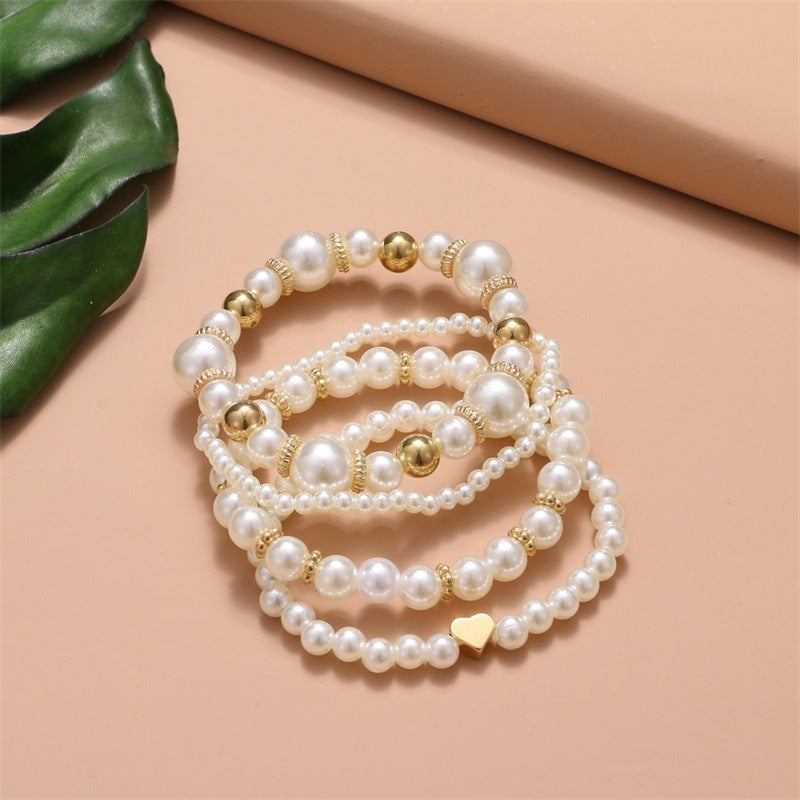Wholesale Multi-layered Pearl Bracelet 4-piece Set Layered Bracelet Set ACC-BT-Chens002