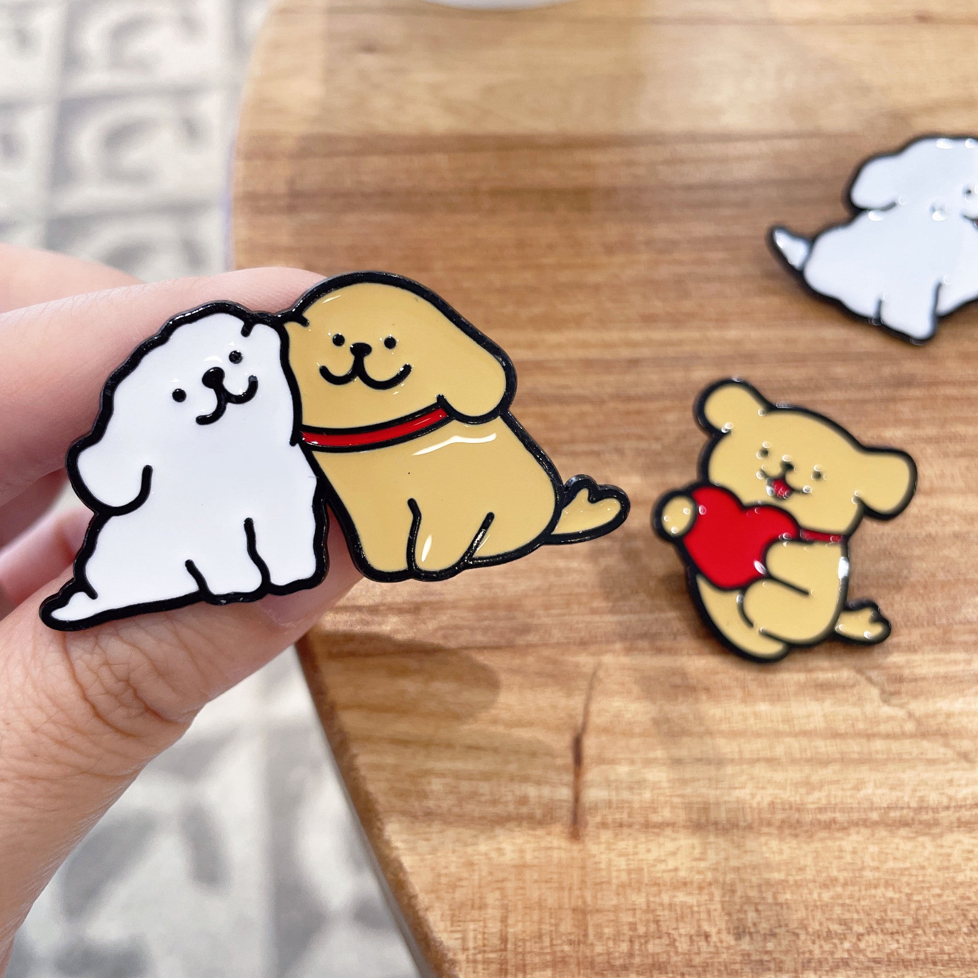 Wholesale Line Dog Badge Cartoon   Maltese Puppy Brooch