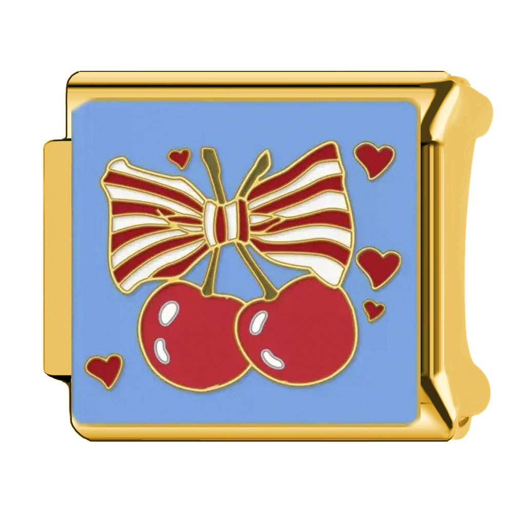 Wholesale Italian Charm Bracelet 9mm DIY  Fruit Cherry Creative Stainless Steel Composable Bracelet