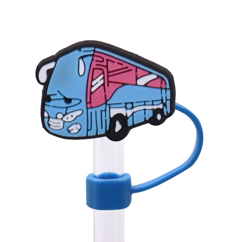 Wholesale Random 100pcs Creative dustproof cartoon Straw Cover Straw Tube Cap