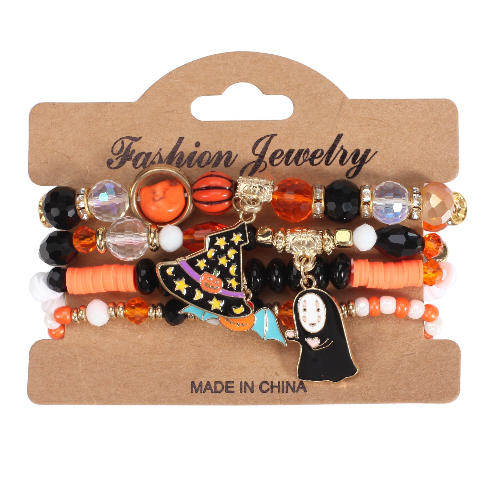 Wholesale Halloween Multi-layer Bat Pumpkin Spider Polymer Clay Bracelet Layered Bracelet Set ACC-BT-XinY013