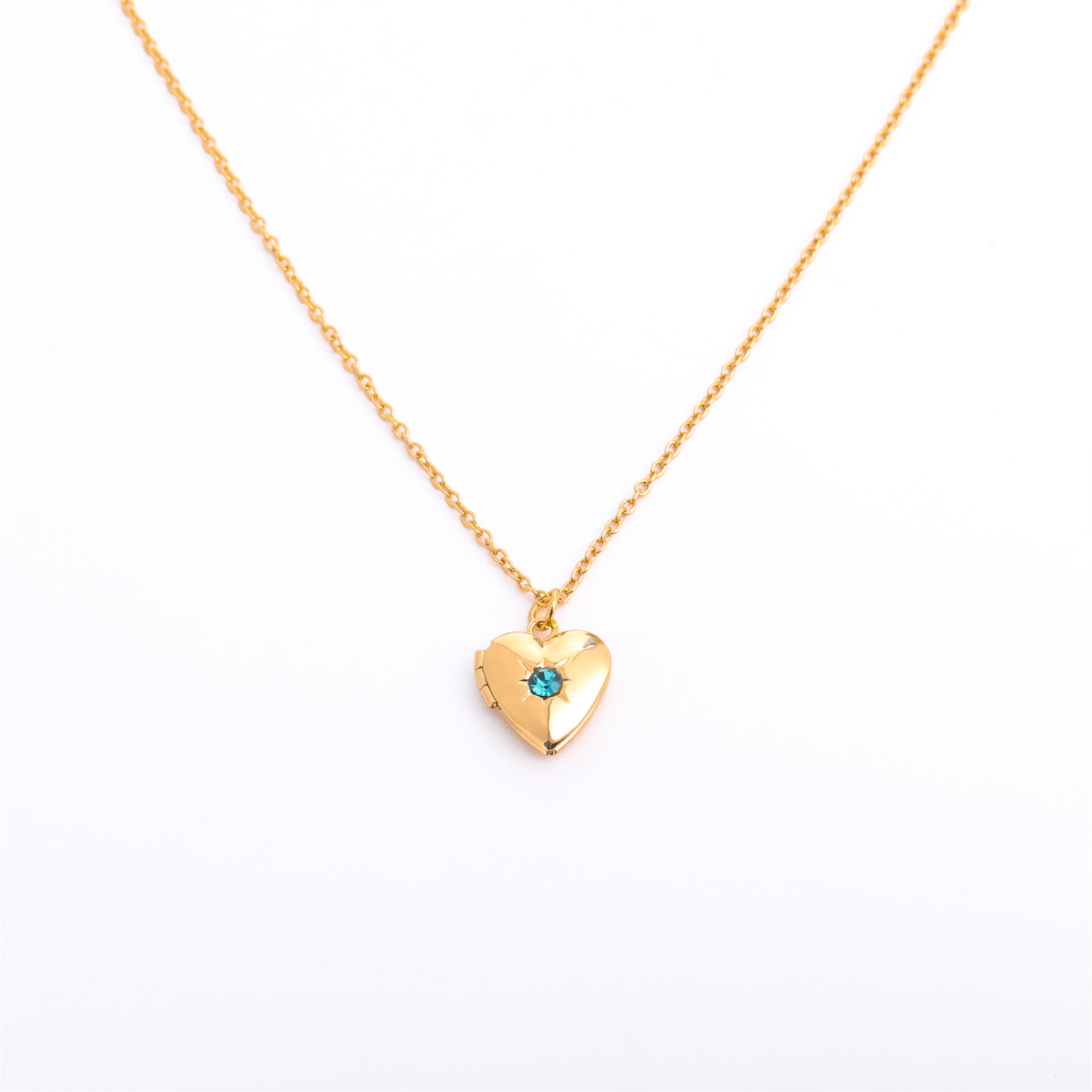 Wholesale December birthday stone heart-shaped opening and closing album necklace