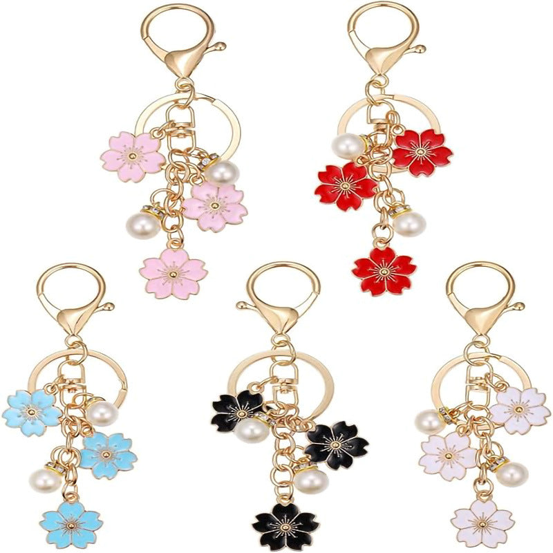 Wholesale Cute Pink Flower Keychain Women S Fashion Accessory Zinc Alloy Keyring Gift