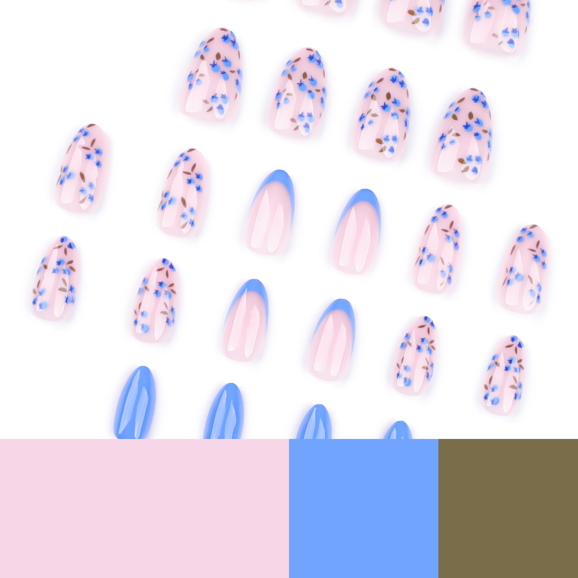 Wholesale 24 Pieces/box Blueberry Nails Kits Nail Stickers