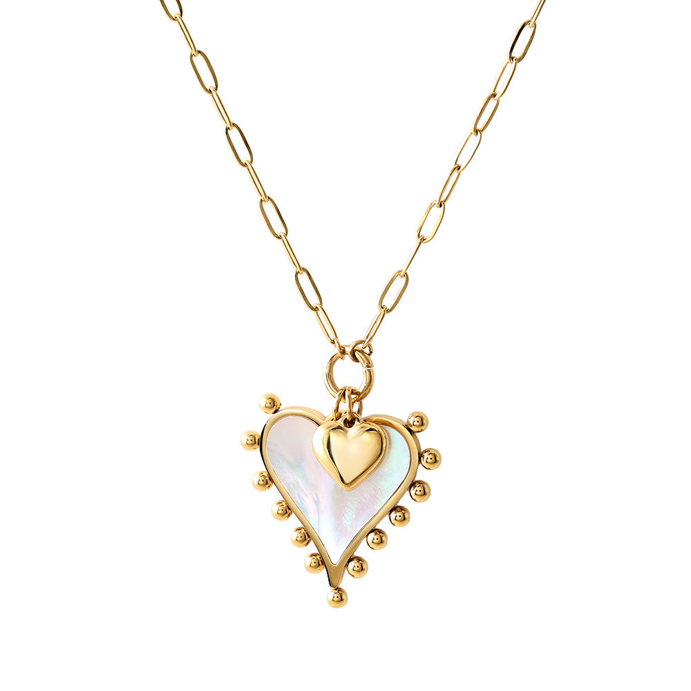 Wholesale Steel Titanium White Shell Pendant Necklace