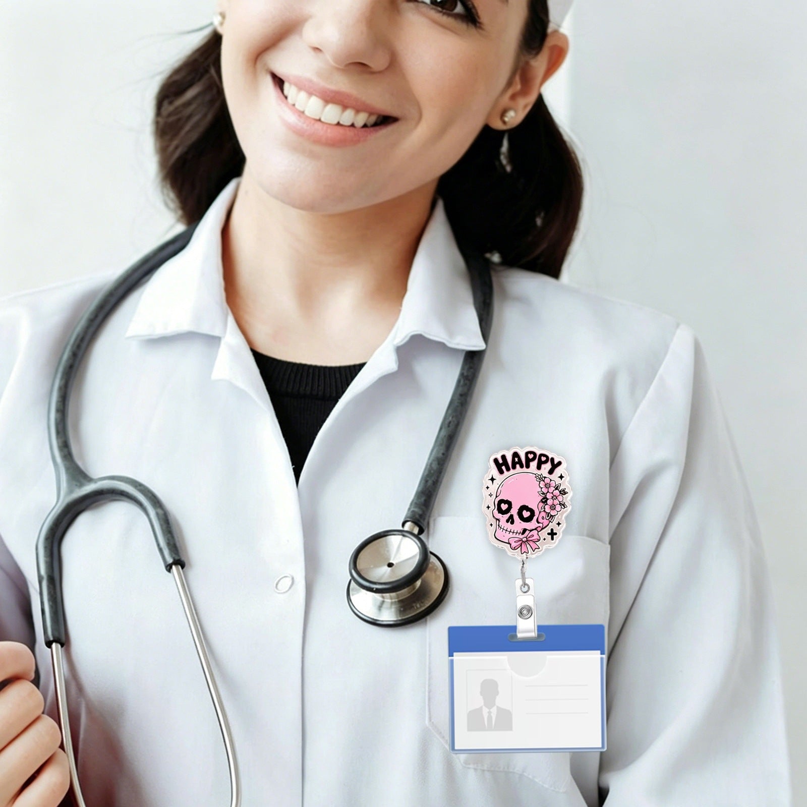 Wholesale Abs  Ghost Skull ID Badge Reel for Medical Staff