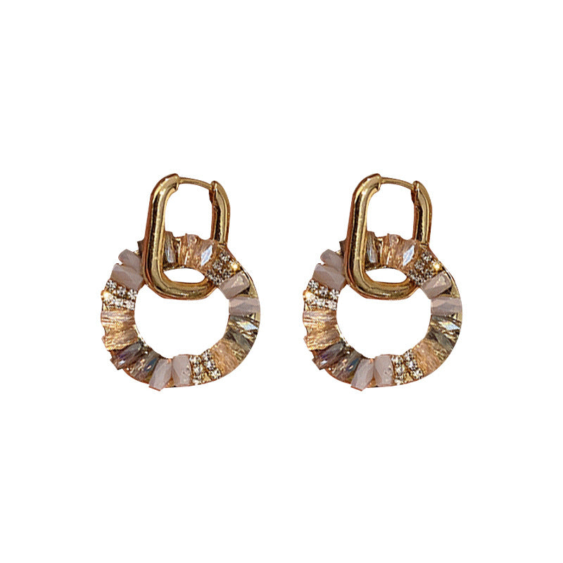 Wholesale Retro inlaid rhinestone zircon circle earring