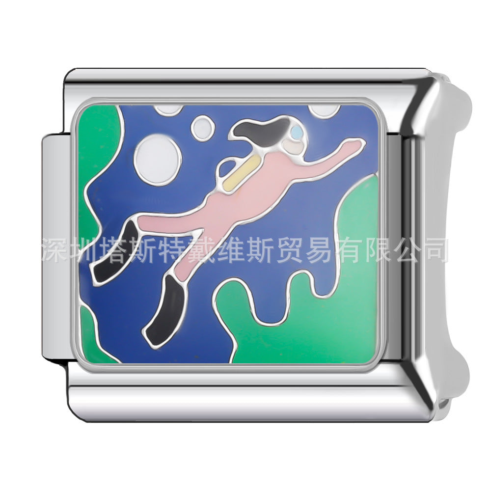 Wholesale Italian Modular Stainless Steel Charm For DIY Bracelet Watch Band Trendy Jewelry Accessory