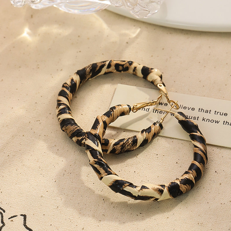 Wholesale  Leopard Ribbon Bow Earrings