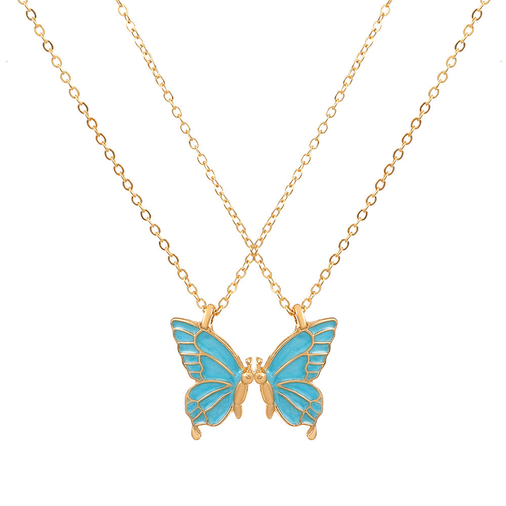 Wholesale  Oil Dripping Butterfly Necklace