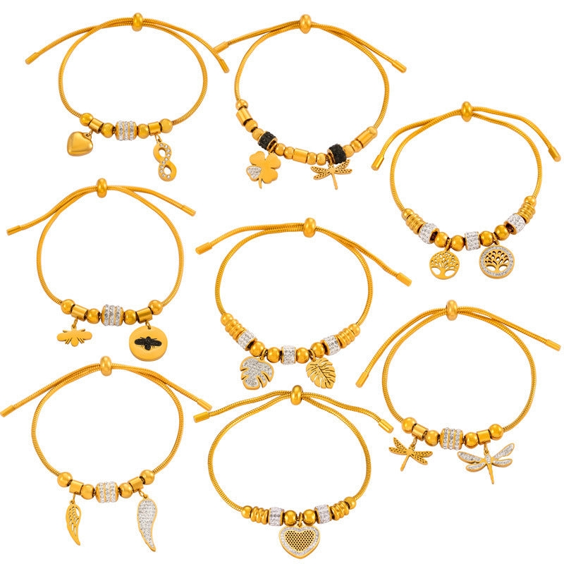 Wholesale Retro Ethnic Style Diamond Geometric Titanium Steel Bracelet ACC-BT-OMK003