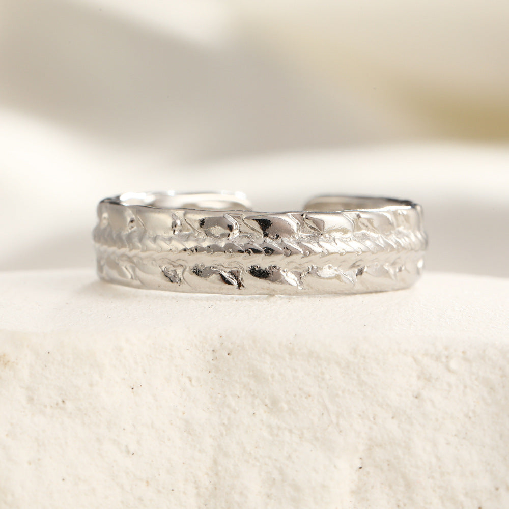 Wholesale Stainless Steel  Irregular Ring Line Ring Hollow Rings  ACC-RS-TaiMei006