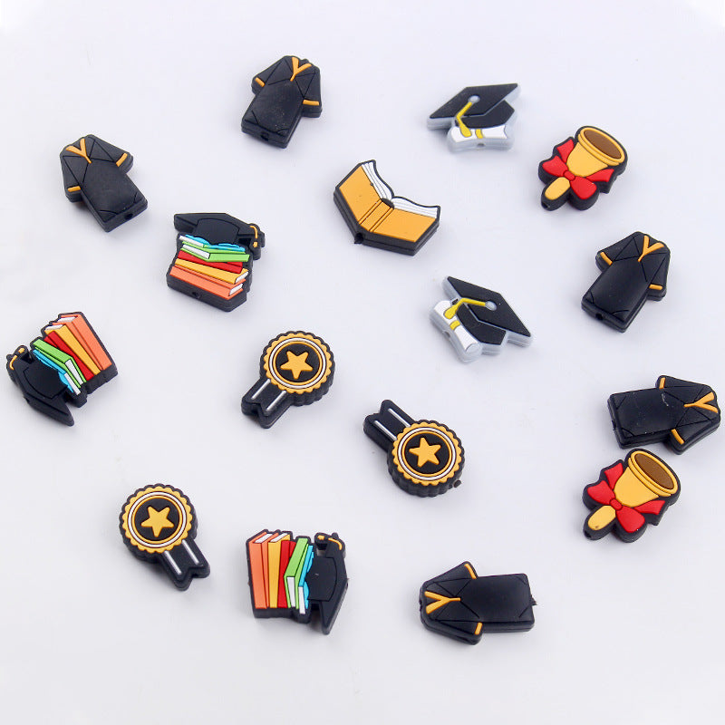 Wholesale 10pcs Graduation Season Cartoon Silicone Focus Beads DIY Beading Accessories ACC-BDS-GuangTian014