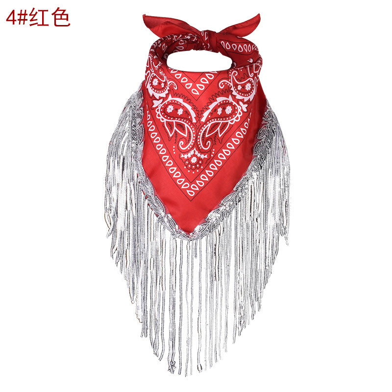 Wholesale Sequin Polyester Cashew Multifunctional  Silk Scarf