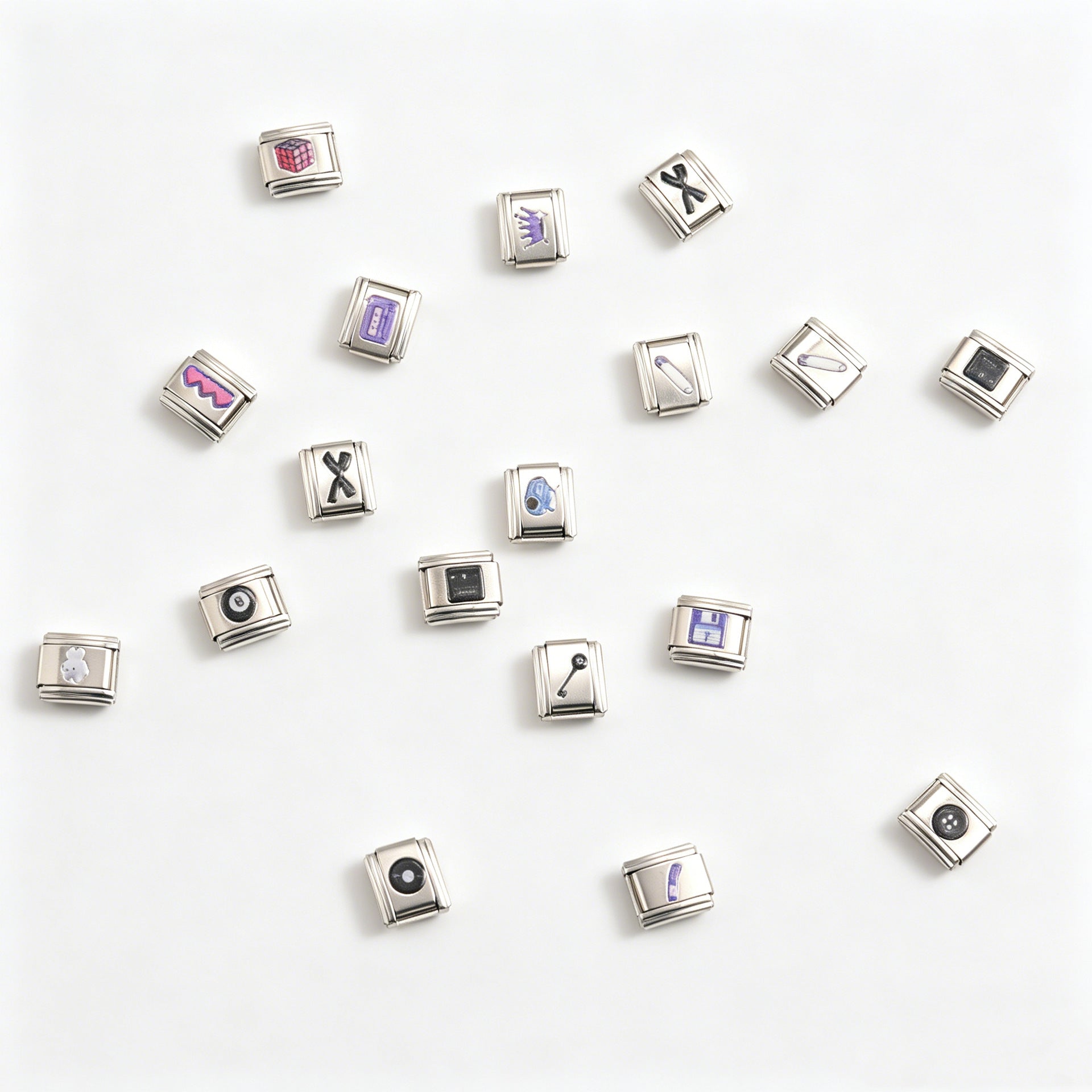 Wholesale Stainless Steel Polished Modular Bracelet with UV Print,  Unisex Everyday Jewelry Accessory
