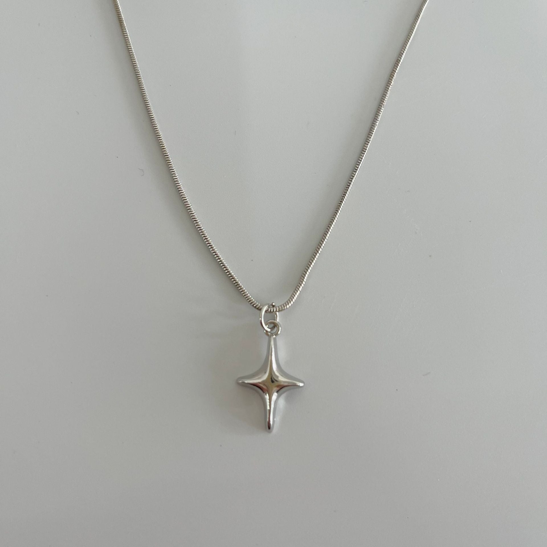 Wholesale Casual New Titanium Steel Small Star Cross Pendant Necklace Women' s Accessories Versatile Stylish Sweet Cool Style Snake Bone Chain