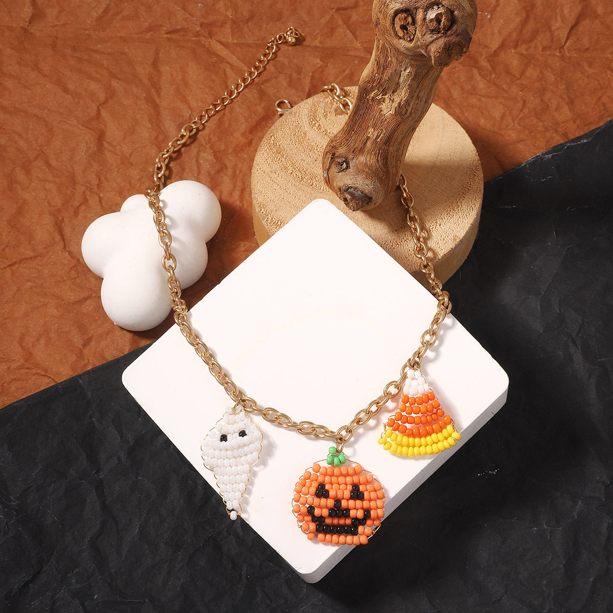 Wholesale  Beaded Pumpkin Ghost Necklace