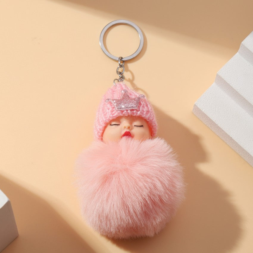 Wholesale Cute Crown Hat Plush Doll Keychains Pom Pom ACC-KC-RongR051
