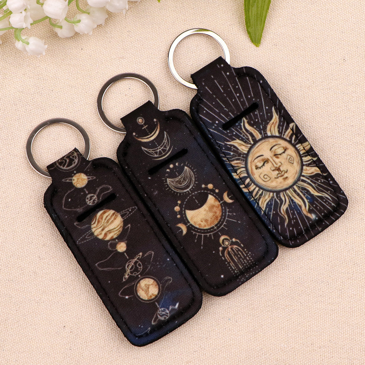 Wholesale 6pcs Moon Phase Lipstick Cover Keychain