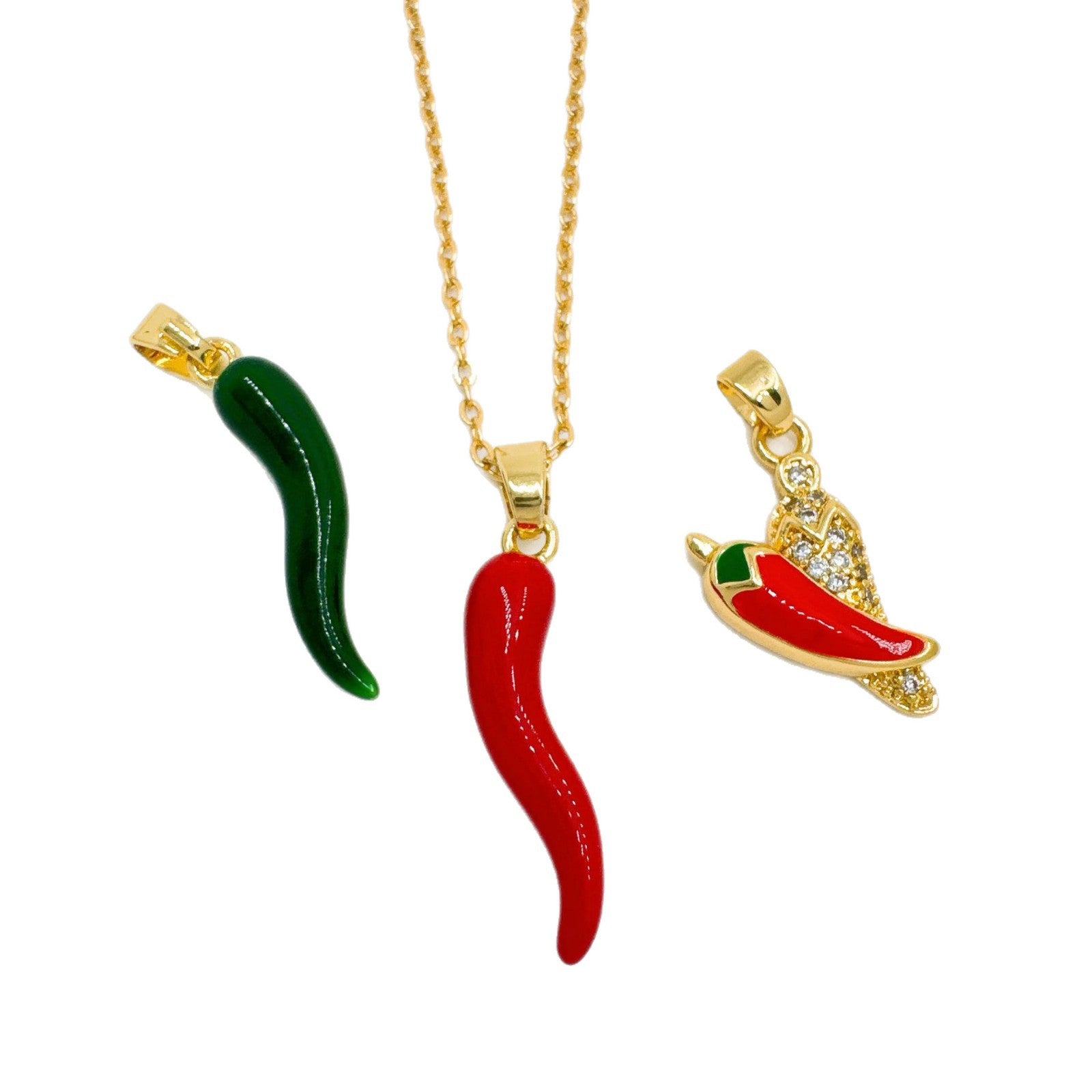 Wholesale Gold Plated Copper Pepper Pendant Necklace Fashion Jewelry Accessory