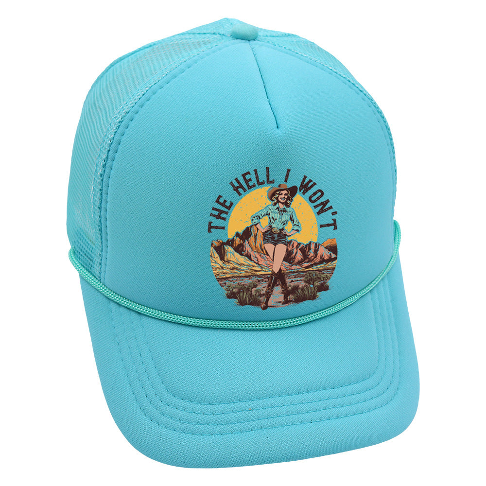 Wholesale Trucker Hat Western Style Cowboy Baseball Cap Printed Mesh Cap ACC-HT-HaiPu013