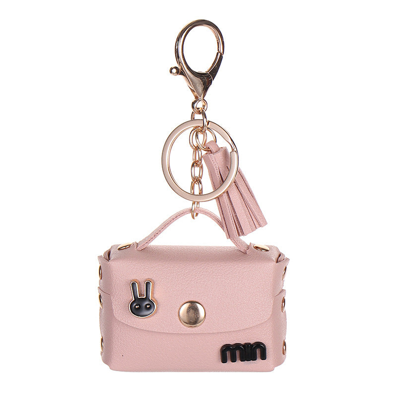 Wholesale  Leather Earphone Storage Bag Third Generation Bluetooth Earphone Case Wireless Keychain