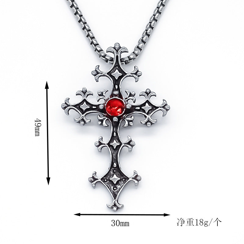 Wholesale Chic Geometric Cross Pendant Necklace Silver Tone Alloy Jewelry Accessory Trendy Unisex Gift For Boutique Resale