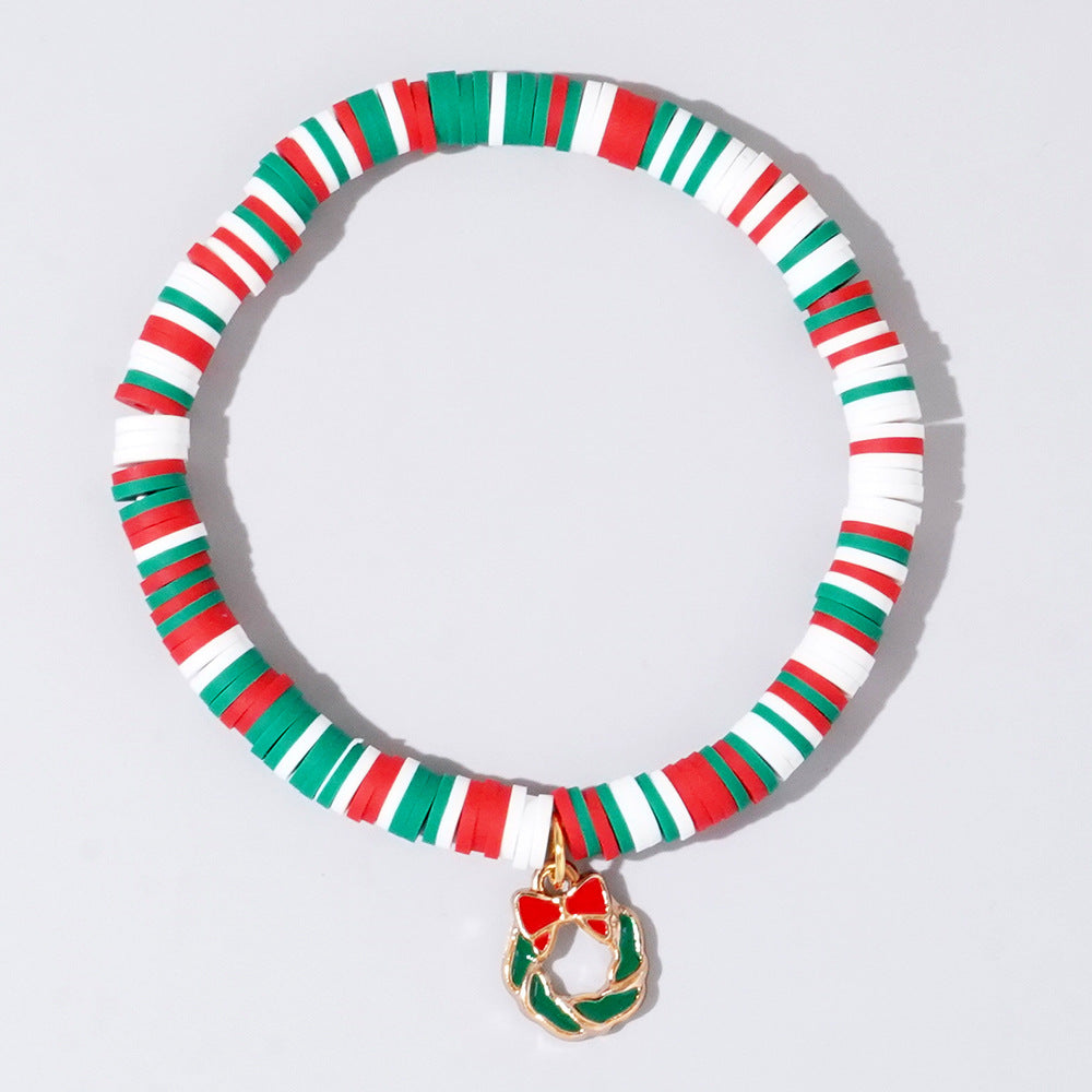 Wholesale Christmas Alphabet Apple Copper Beads Ceramic Beaded Bracelet Set ACC-BT- GWL001