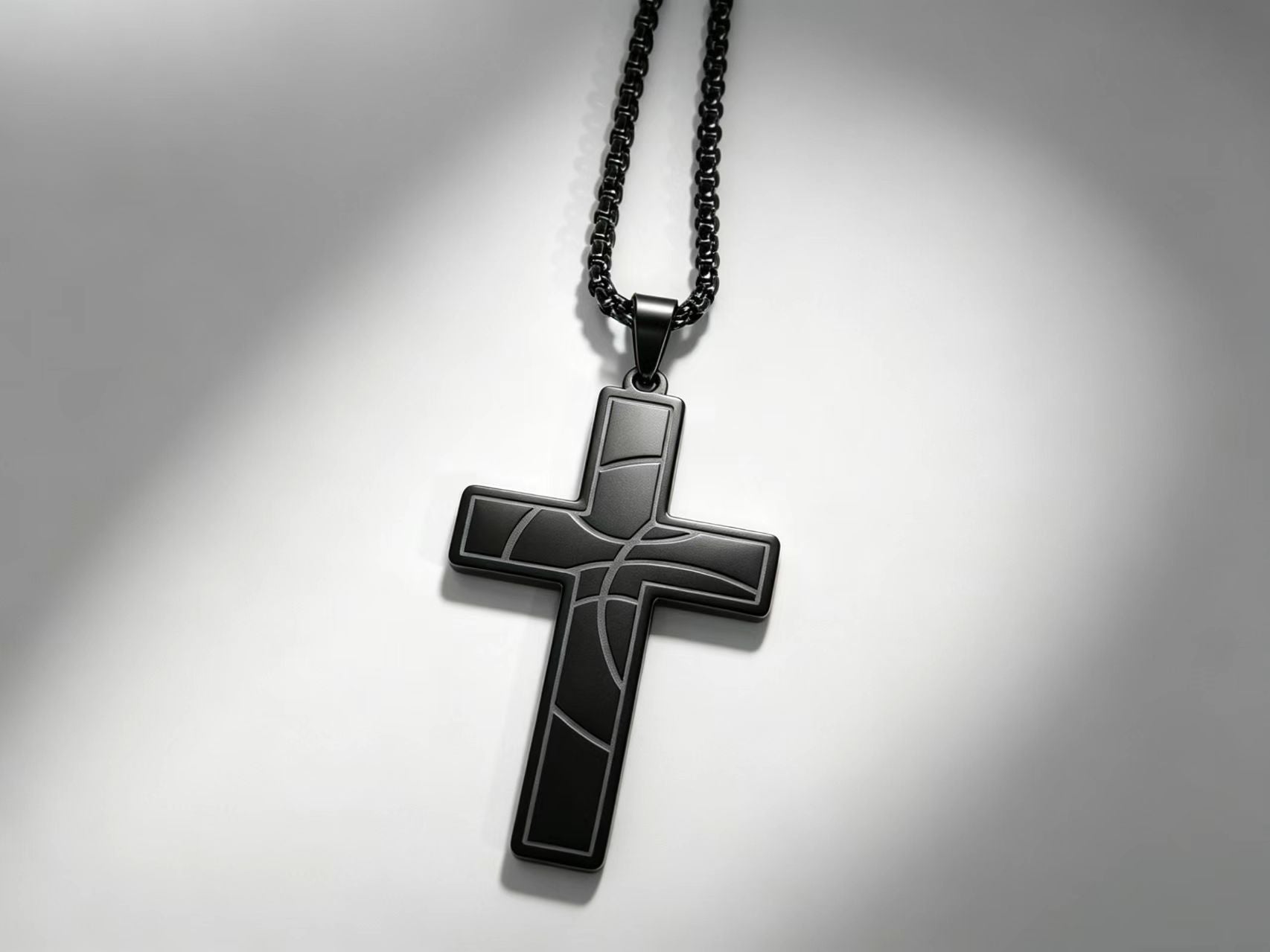 Wholesale Trendy Hip-Hop Basketball Cross Necklace Stainless Steel Jewelry Accessory for Men Gift