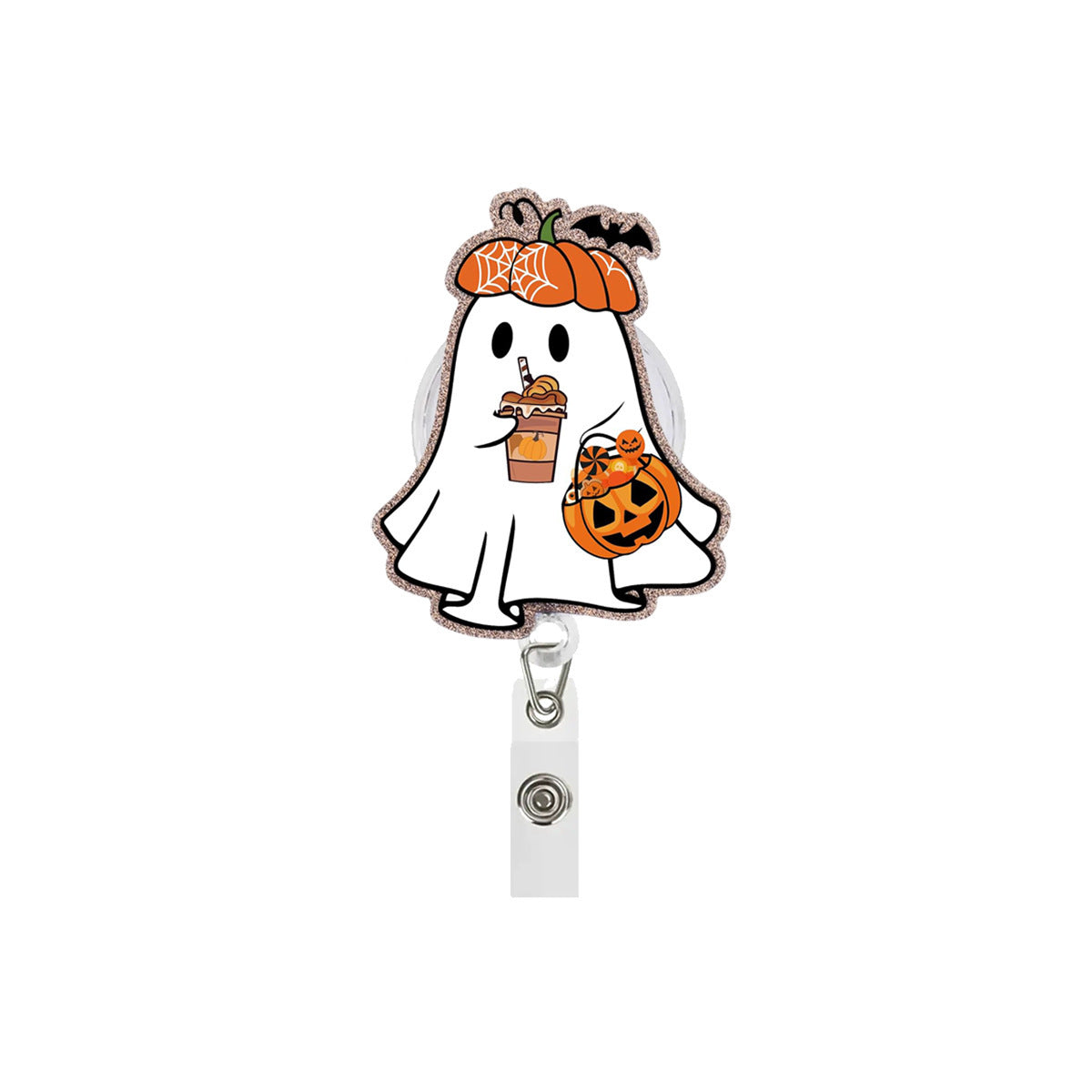 Wholesale Acrylic Ghost  Badge Reel Retractable ID Holder Gift