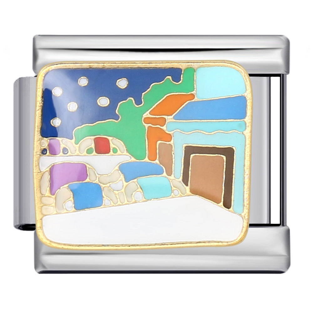 Wholesale  Italian Charm Bracelet 9mm DIY Splicing Removable Landscape Element Stainless Steel Composable Bracelet