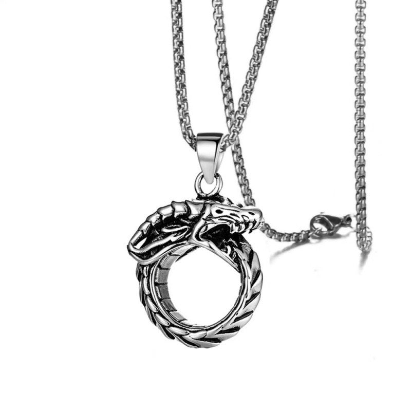 Wholesale Retro Snake Tail Pendant Necklace for Men,  Trendy Hip Hop Chain,  Boutique Resale Jewelry Accessory