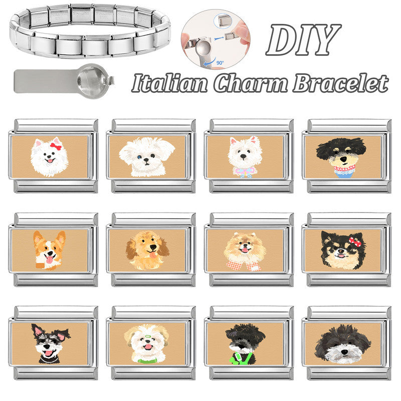 Wholesale Puppy DIY Modular Bracelet Stainless Steel Electroplated Chic Jewelry Accessory