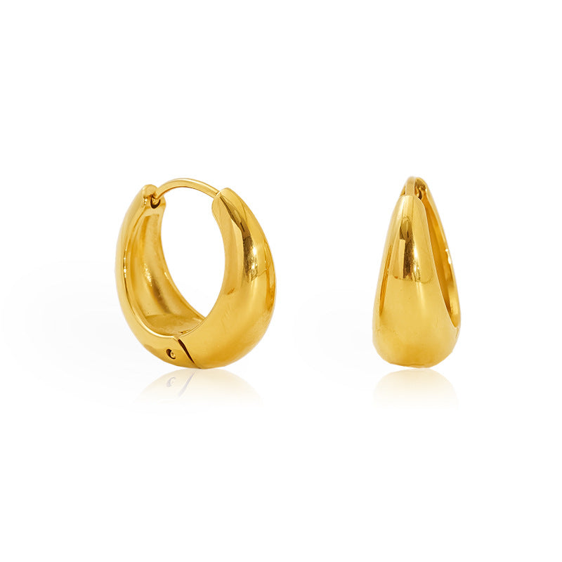 Wholesale retro  gold-plated simple circle stainless steel  earrings
