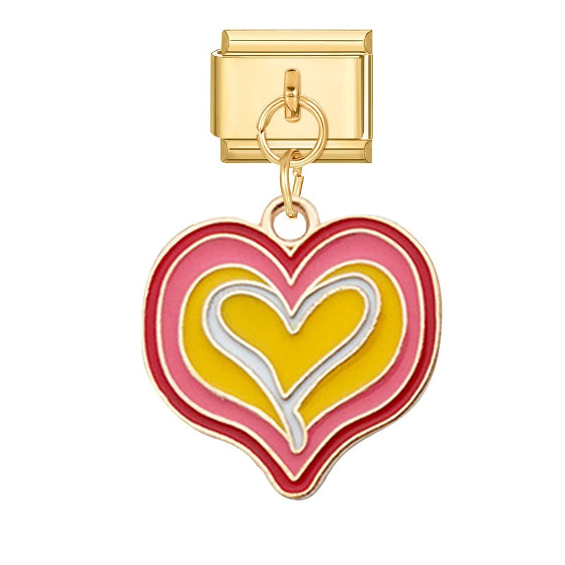 Wholesale Italian modular heart flower DIY bracelet pendant accessories