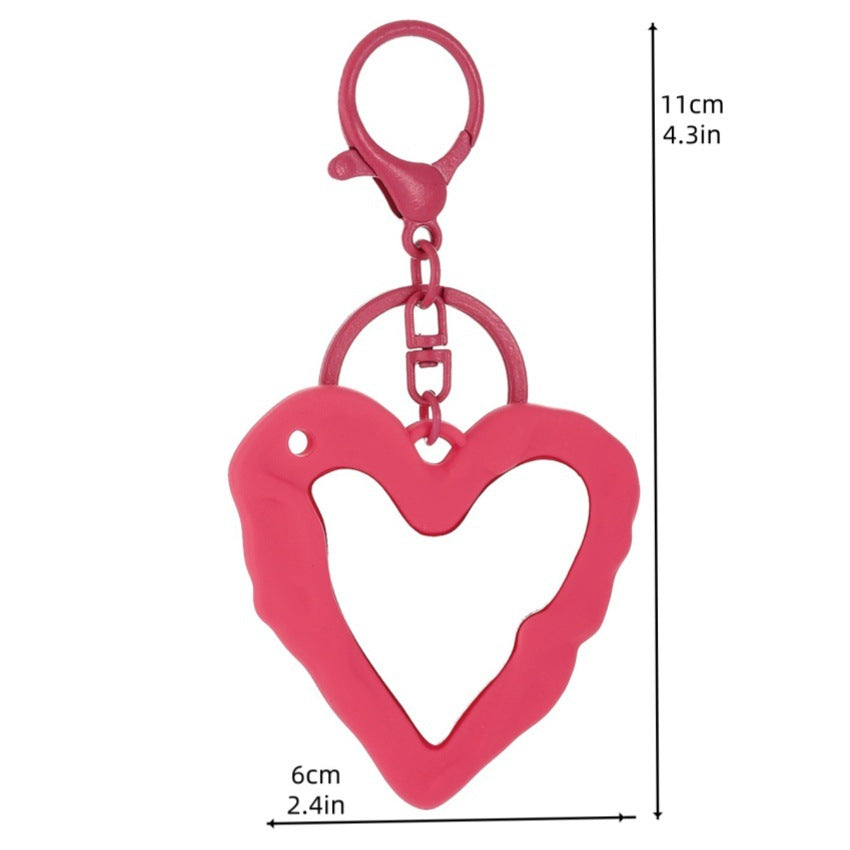 Wholesale sweet and cool acrylic heart mirror keychain pendant